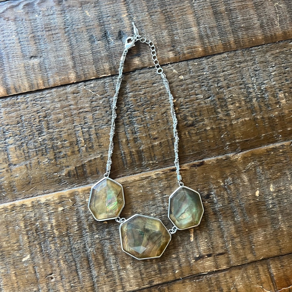 Chloe Elegant Silver and Brown Geometric Necklace